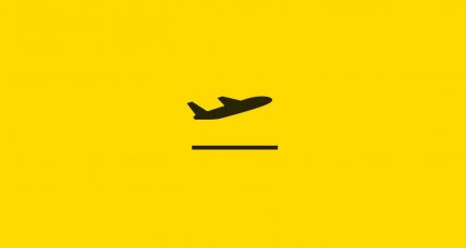 illustrazione di un aereo stilizzato su sfondo giallo