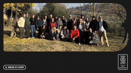The Tangible team gathered outdoors during a team building moment.