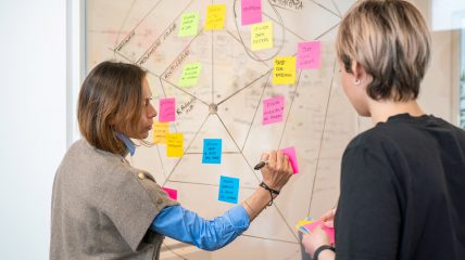 The Tangible team at work during an ethical design brainstorming session.