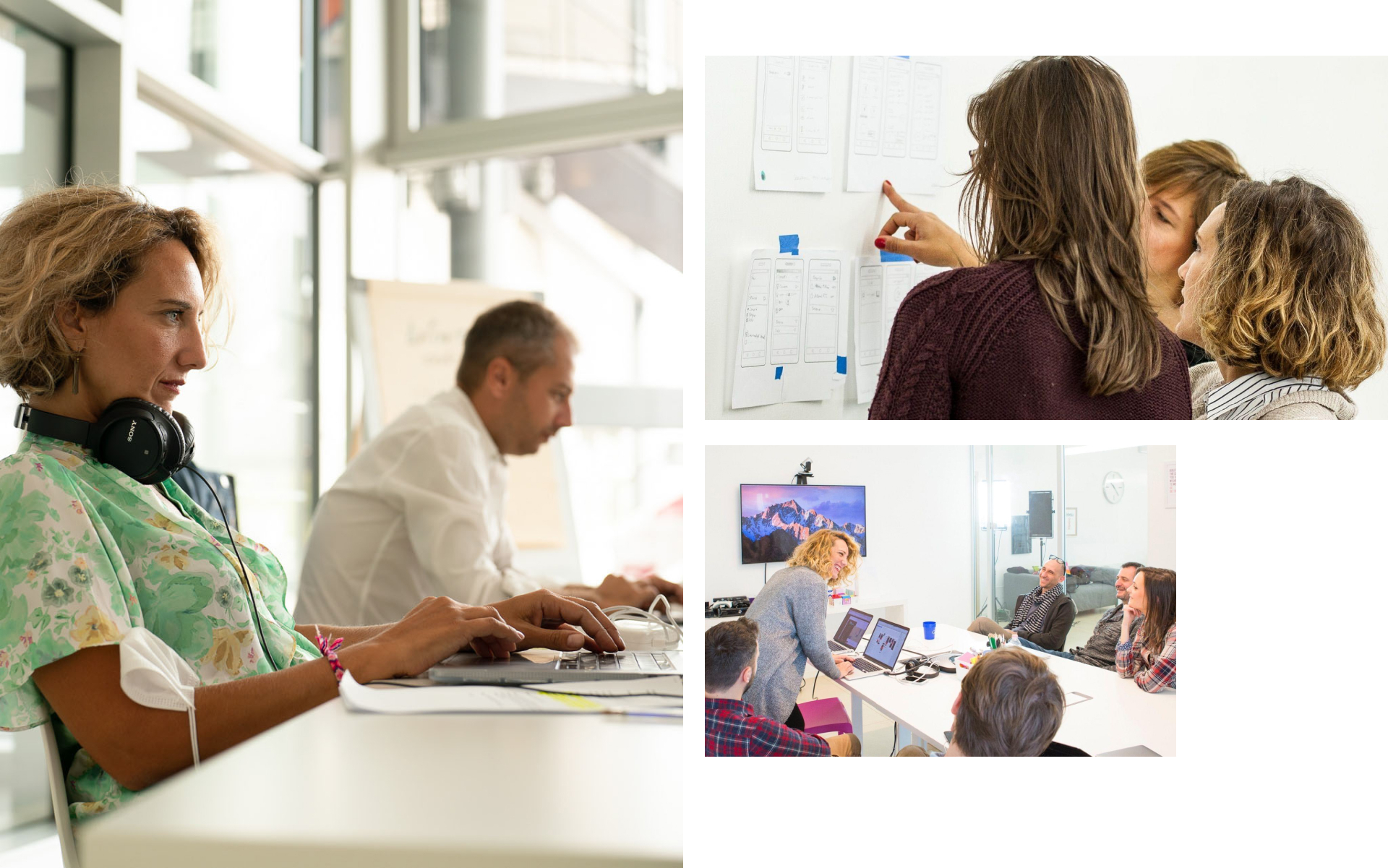 Anna in diverse scende di lavoro con i colleghi