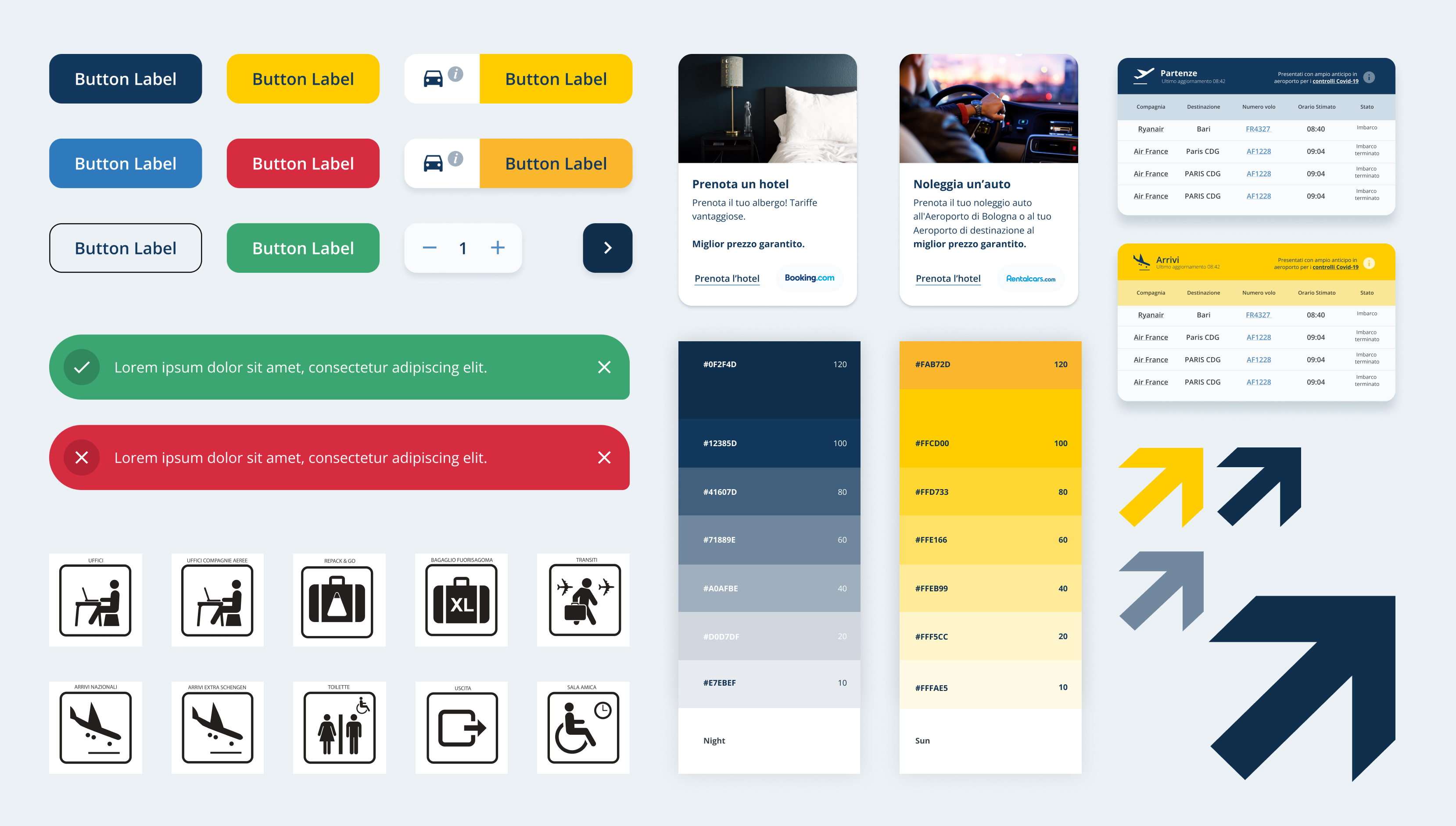 Un insieme di elementi di design dell'interfaccia utente (UI)