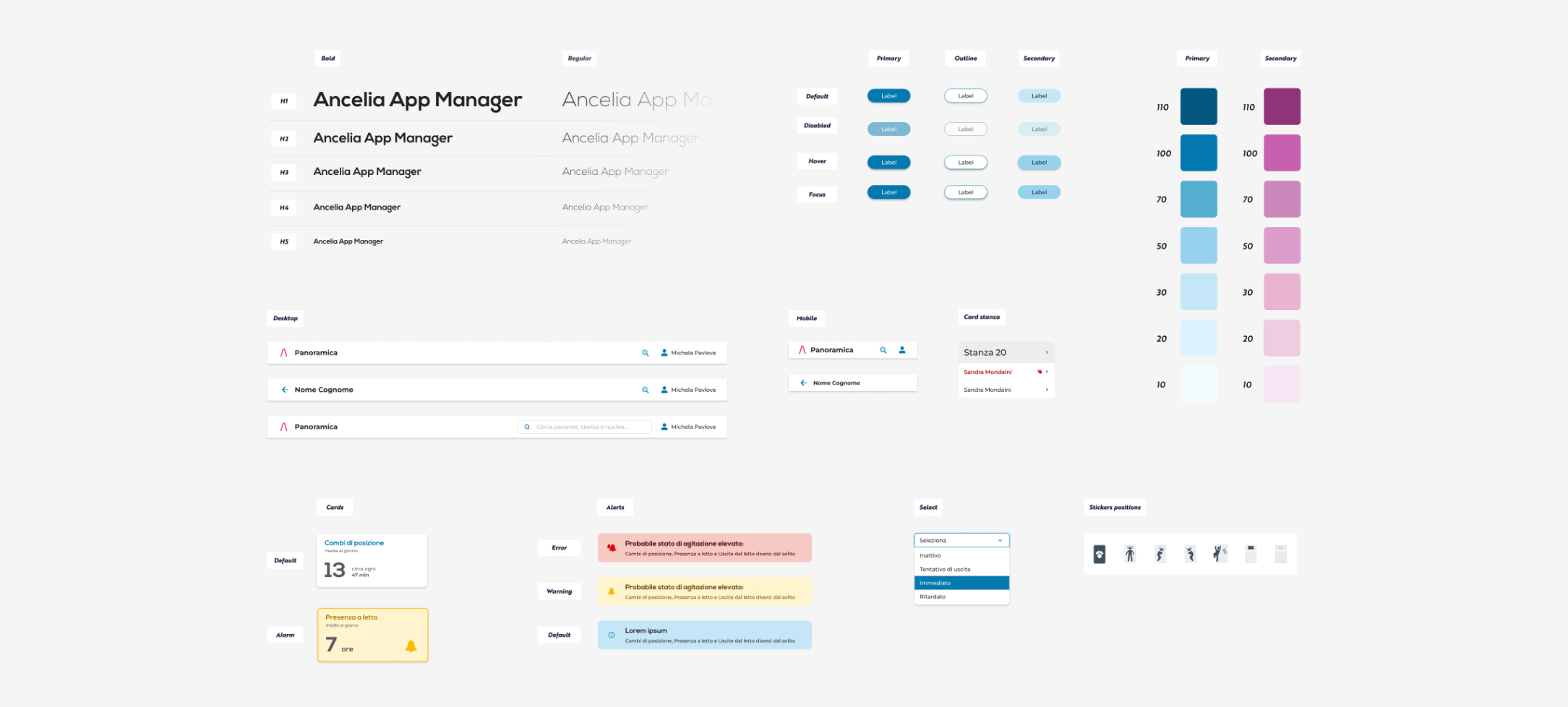 Collection of components used in the design system of the project as buttons, typography and alerts.