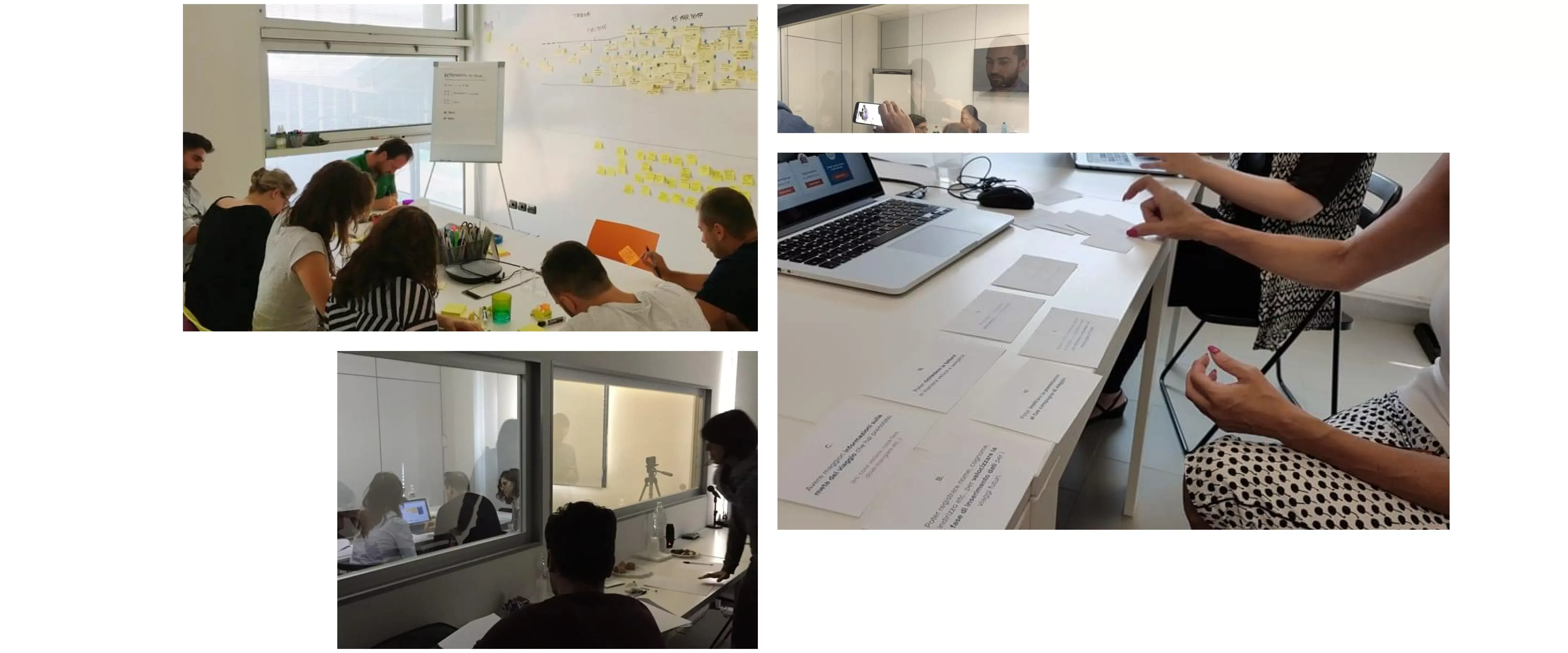 Photos of the teamwork during retrospective and user tests sessions